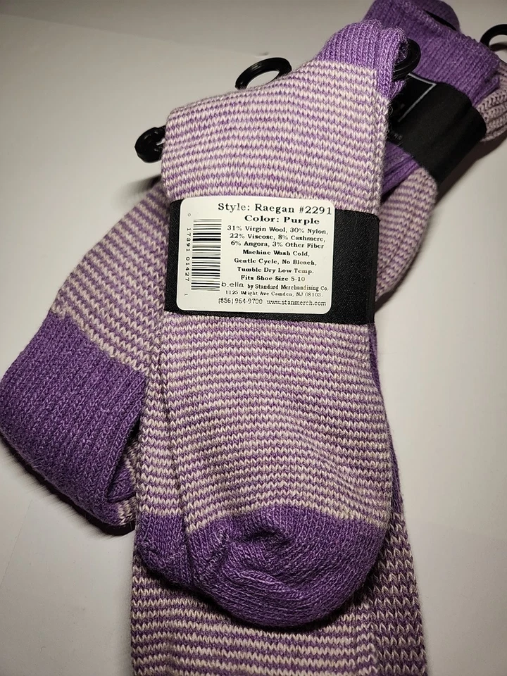 ☆ 2 PARES ☆ Calcetines B.ella Mezcla de Lana Cachemira Sobre la Rodilla OTK Raegan Púrpura  Foto 2 de 2
