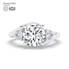 Round Diamond Trilogy Ring Platinum Labgrown 2.50 Ct Solitaire