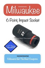 Milwaukee Shockwave Impact 12drive 27mm Deep 6 Point Socket 27 Mm 49-66-6288 Milwaukee Shockwave Impact 12drive 27mm Deep 6 Point Socket 27 Mm 49-66-6288