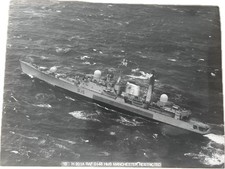 HMS Manchester (D95) Aerial View Type42 Destroyer Black & White Photo