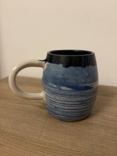 Studio Pottery Artisanal Ceramic Mug Blue And White Glaze Excellent Condition