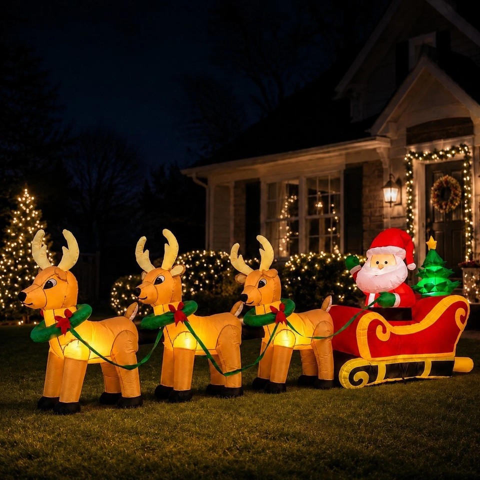 Santa Tree Snowman Inflatable Inflatable Christmas Decor Santa Claus Snowman Reindeer LED Light Blow ...