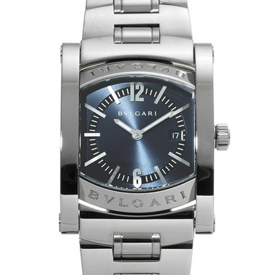 BVLGARI　AA39S BVLGARI AA39S Wristwatch Square Quartz SS Silver Band Navy