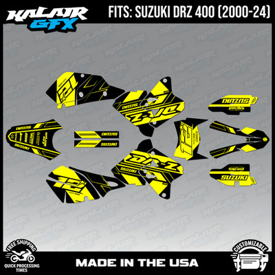 Graphics kit for Suzuki DRZ400 SM, S and E (2000-2024) Veneer - Yellow Shift