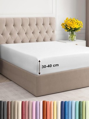 King Spannbetttuch - extra tiefe Tasche - passt Matratze King/Groß, 1 - weiß 