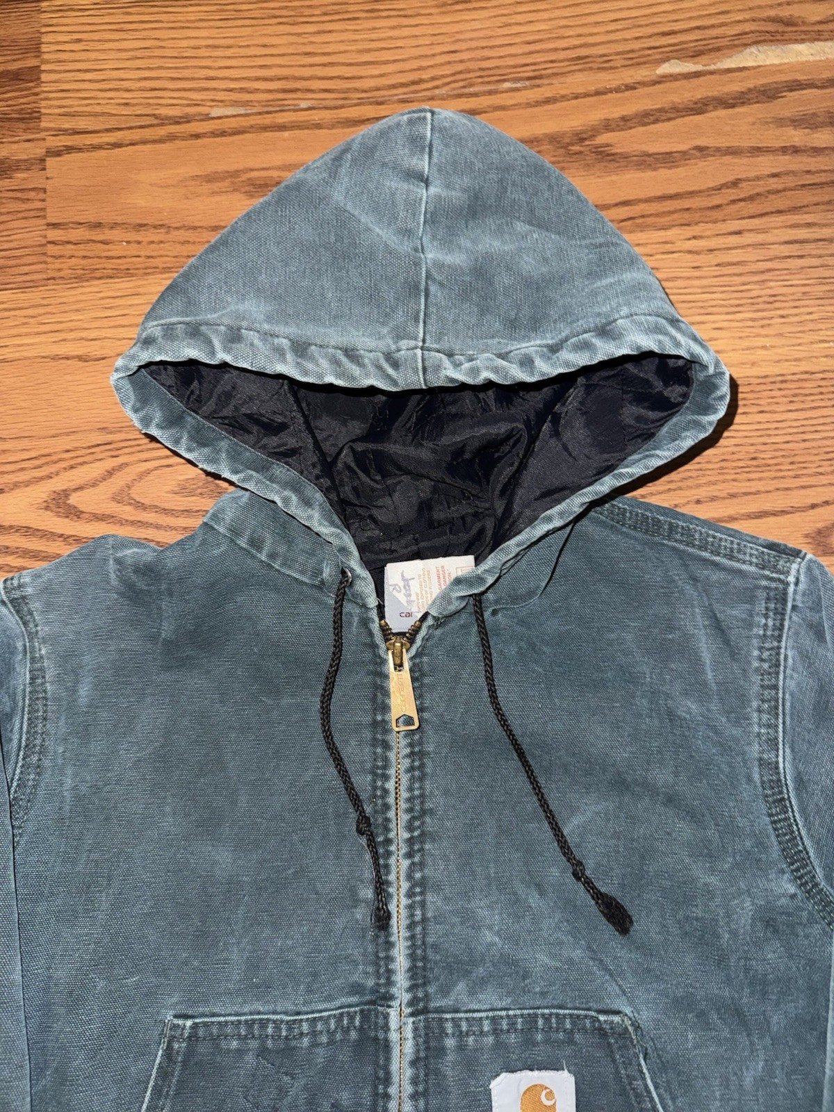 Vintage Carhartt Active Jacket Aspen Green Distressed USA XL Youth MEDIUM JQ694 image 5