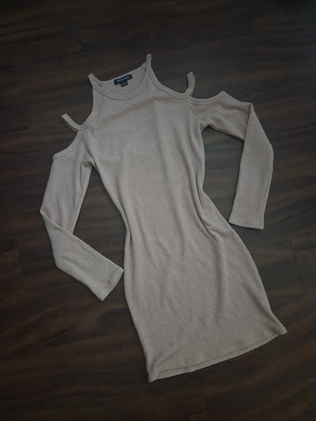 Hers & Mine Women's Dress Size Large, Mauve Pink, Long Sleeve, Short