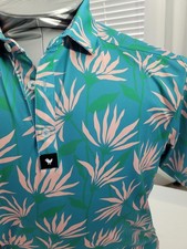 Bad Birdie Western Agave Cactus Print Polo Golf Shirt Men  s Large L