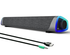 PC Lautsprecher USB Computer Soundbar LED Lichteffekte Kompatibel Laptop 2 Stück
