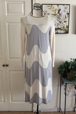 Uniqlo Marimekko Ivory/Gray Geography Pattern Merino Blend Sweater Dress Size XS