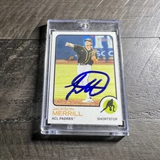 Jackson Merrill Signed IP Autographed 2022 Topps Heritage Minors RC MILB