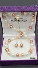 Genuine Mother of Pearl Necklace and Earring Set,  New In Box