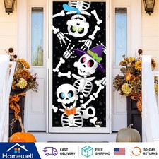 Durable 30"x72" Halloween Skeleton Door Cover - Fun Indoor Decoration