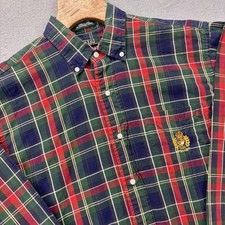 VTG Ralph Lauren Shirt Mens XL Multicolor Plaid Crest Button Down Made In USA