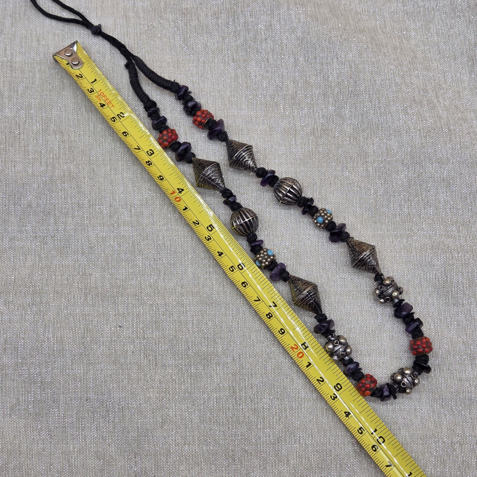 Vintage Multi Beaded Adjustable Length Silver/Tur… - image 11