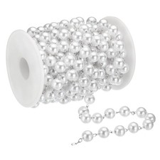 PATIKIL 5m/16 Feet Faux Pearl Beading Chain with 5m/16ft x 10mm, Silver