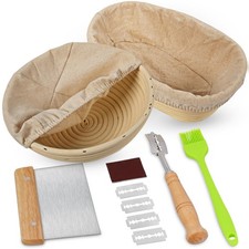 Bread Proofing Basket Set, 9-Inch Round  10-Inch Oval Banneton Sourdough Sta...