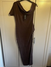 Brown One Shoulder Slouched Dress