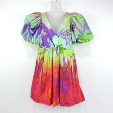 Anthropologie Plenty Tracy Reese Dress Womens S Rainbow Babydoll Artsy Hawaiian