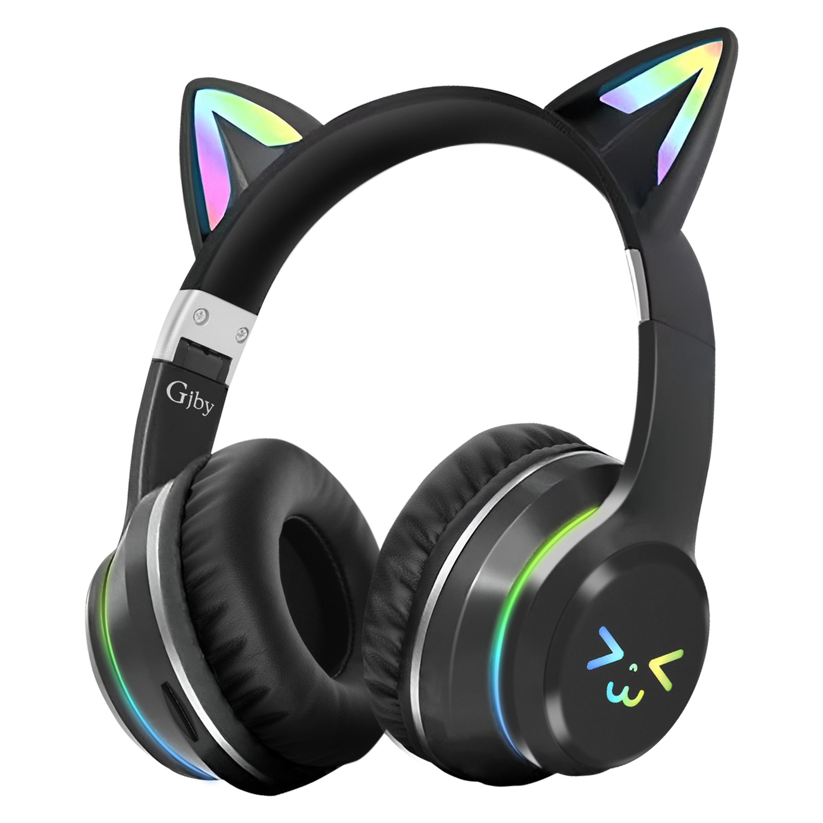 Casque audio Bluetooth chat noir Avizar avec oreilles lumineuses LED pour smartphone