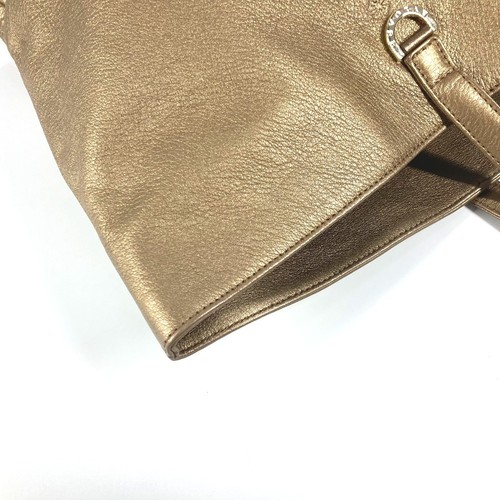 BVLGARI Logo S.Bulgari Hand Bag Vertical Tote Bag Leather Gold - Picture 9 of 16