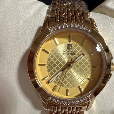 Montres Prestige MPW-0215 Women s Rose Gold Quartz Watch Crystal Bezel New Box