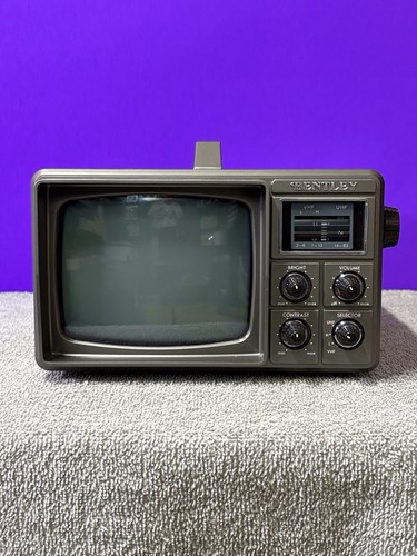 Vintage 1984 Bentley Mini Black And White Portable Television 5” Screen Rare