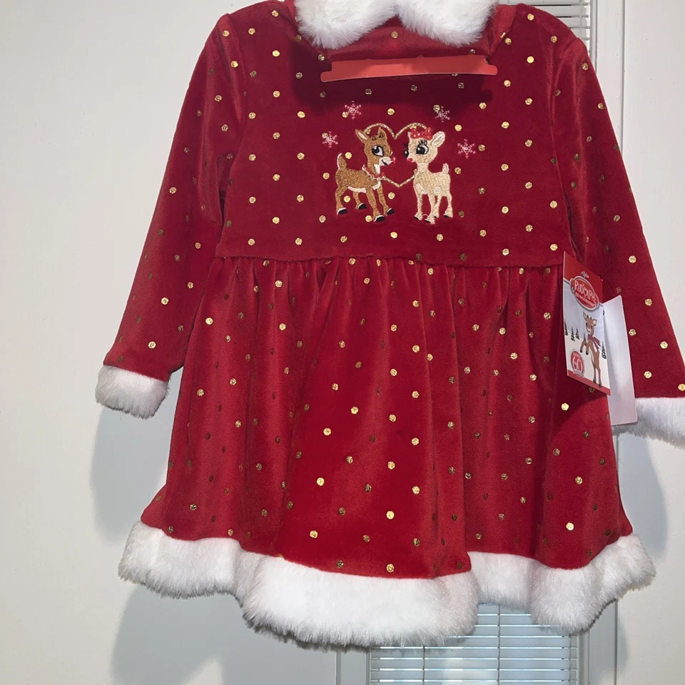 Новый с Ярлыками 3 месяцев Rudolph 3 ПК красный праздник/Рождество младенца девочки платье комплект новый  - Изображение 4 из 4