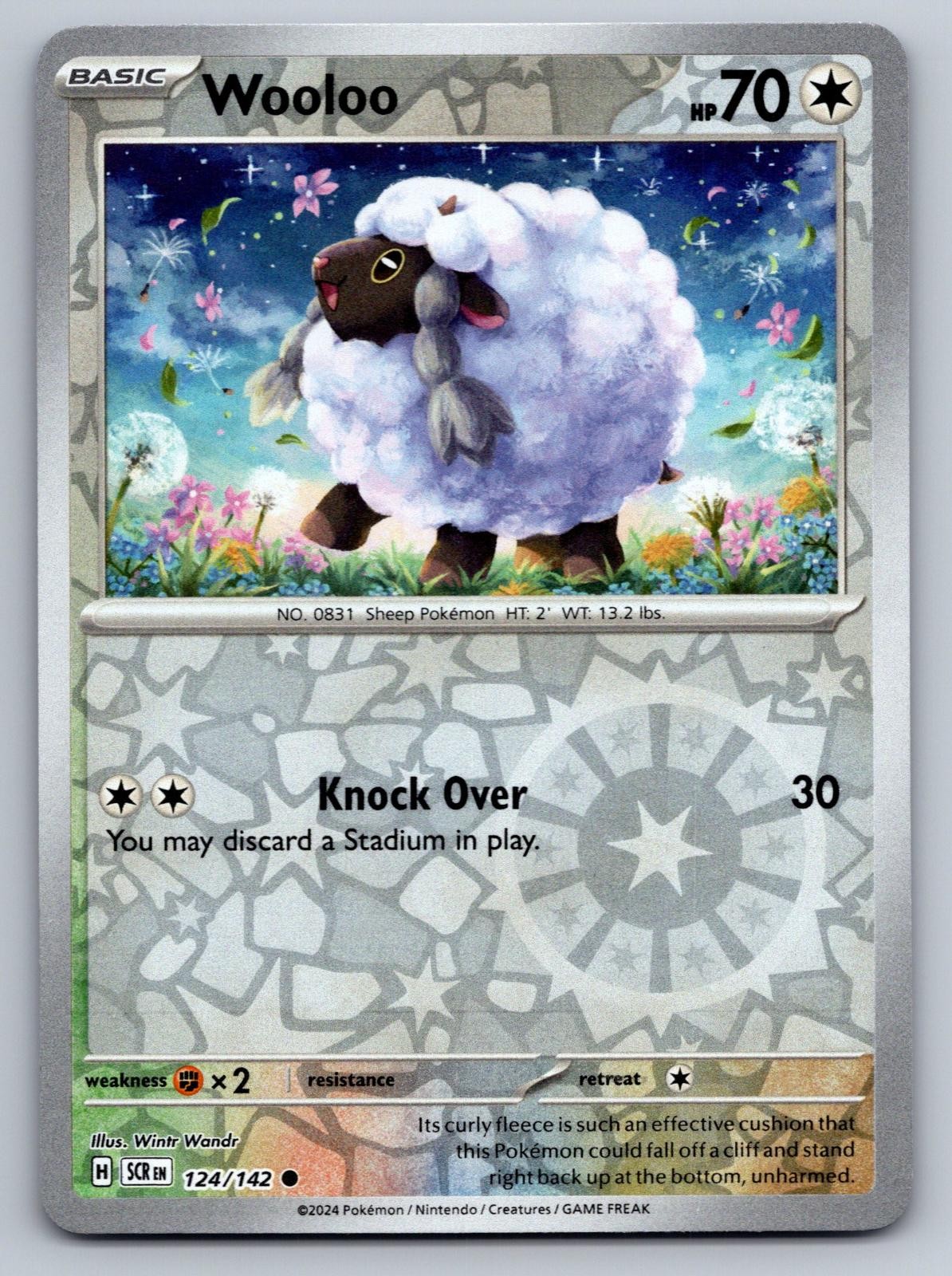Wooloo 124/142 Common Stellar Crown Pokemon Reverse Holo Near Mint
