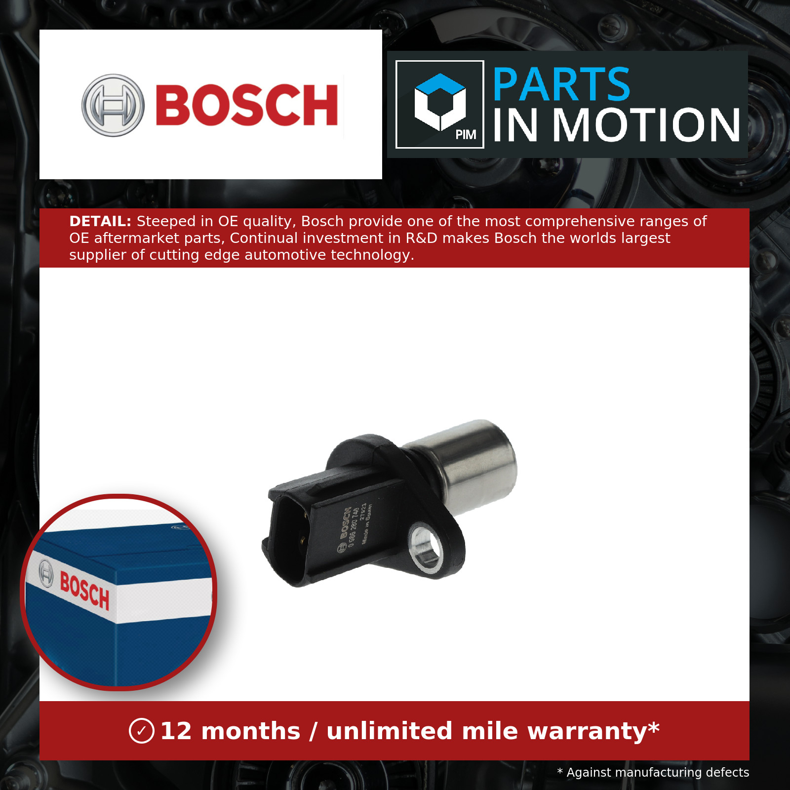 Camshaft Position Sensor fits TOYOTA PRIUS 1.5 00 to 09 1NZ-FXE Bosch 9091905024