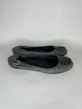 Tory Burch Ballet Flats Shoes Women Size 8M Green Leather Logo Slip On