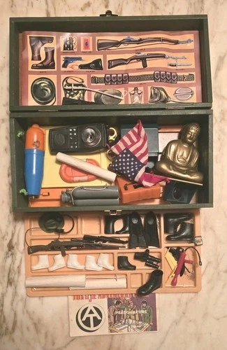 Vintage GI Joe Wood Foot Locker With Accessories