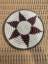 Woven Coil Bowl Wall Hanging 9.5 in. Star Flower Pattern