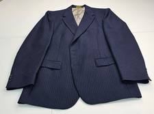 Johnny Carson Suit Jacket 2 button Blazer Vintage Blue Pinstripe Size 42R
