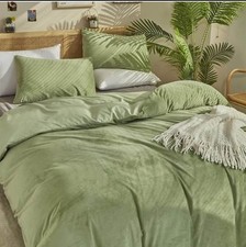 Wellboo Sage Green Velvet Comforter Sets King,Luxury Dorm Plush Bedding,Set of 3