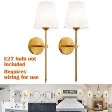 2x 220V Industrial Wall Lamp White Fabric Shade Sconce Bedroom Light Fixture