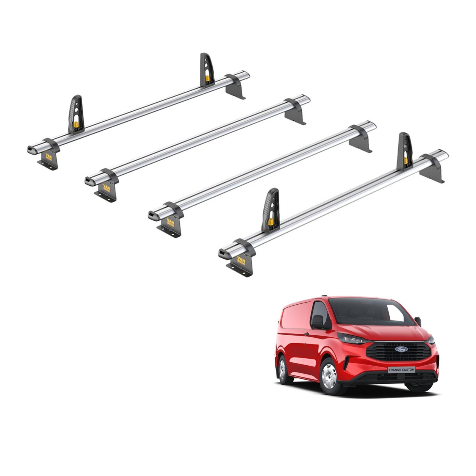 Ford Transit Custom Roof Rack for 2024+ Short (L1) Models 4 Bars Van Guard Plus