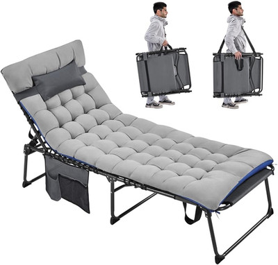 Yaheetech Klappbar Sonnenliege Mit Extra Dicker Matratze & Kissen & Seitentasche