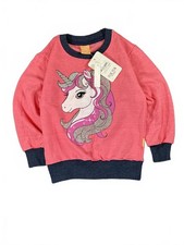 NWT Tuk Tuk Girls' Pink and Navy Unicorn Sweatshirt with Glitter Detail Size 4Y