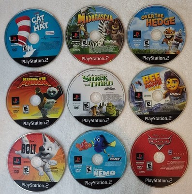 Disney Pixar, DreamWorks Kids Movie Disc Only Game Lot for PlayStation 2 PS2