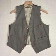 VTG Men S Wool Suit Vest Grey MCM 40s 50s Cinch Back Formal Waistcoat USA Patina