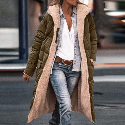 Damen Winter Lange Mäntel Trendy Jacke Sherpa Fleece Gefüttert Daunenmantel - Bild 11 von 97