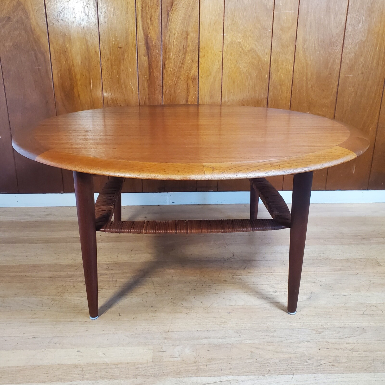 Vintage J Andersen for Silkeborg CFC Danish Modern Fine Teak Rattan Coffee Table