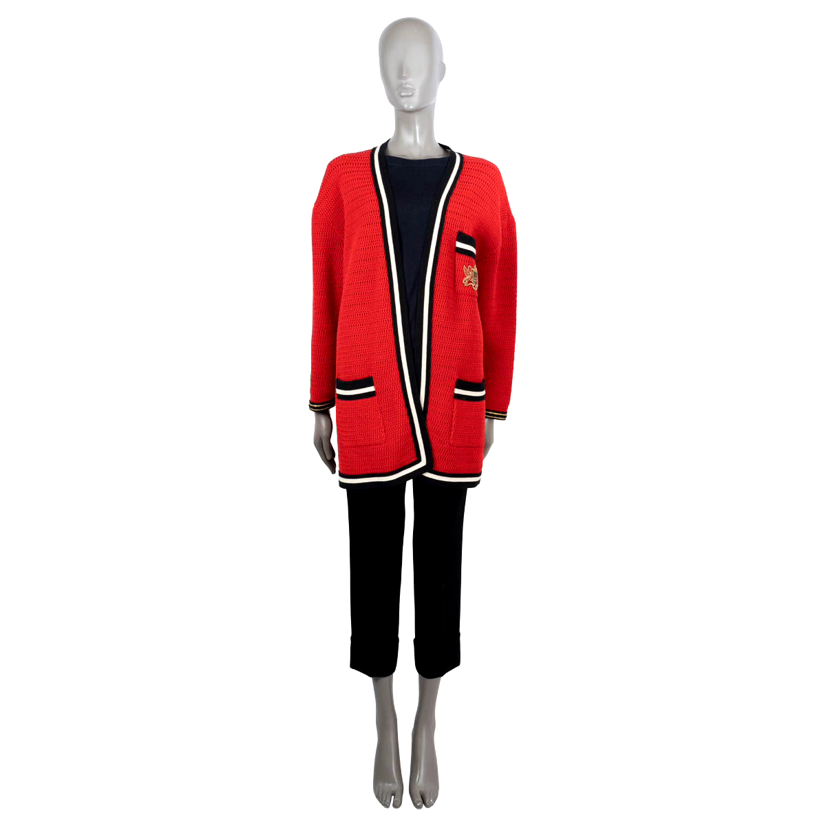 68913 auth GUCCI red cotton 2018 CROCHET KNIT CARDIGAN Jacket M | eBay
