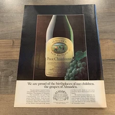 1979 Almaden Wine Monterey Print Ad San Jose CA Vineyard San Benito Chardonnay