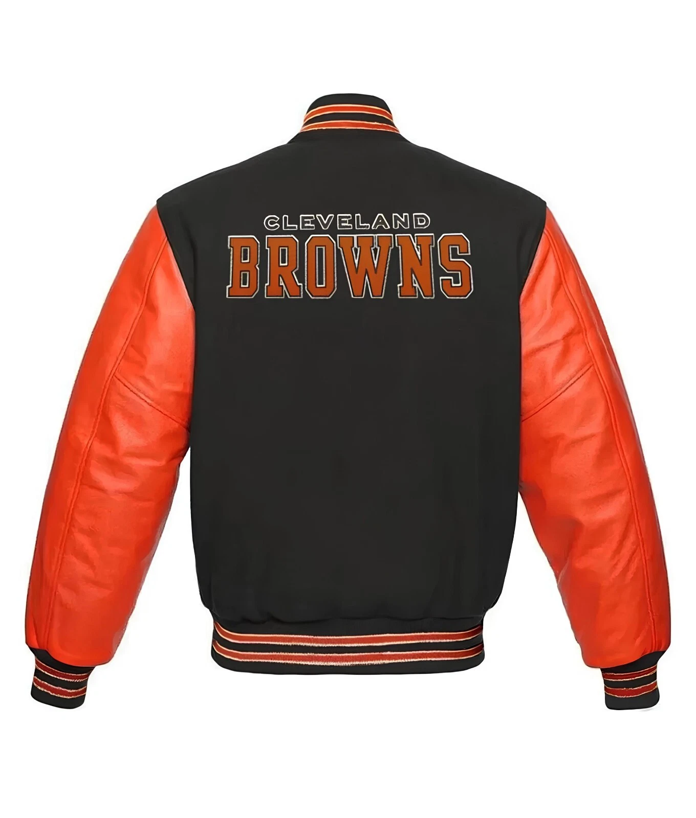 Cleveland Browns Black Body Orange Jacket Varsity Jacket