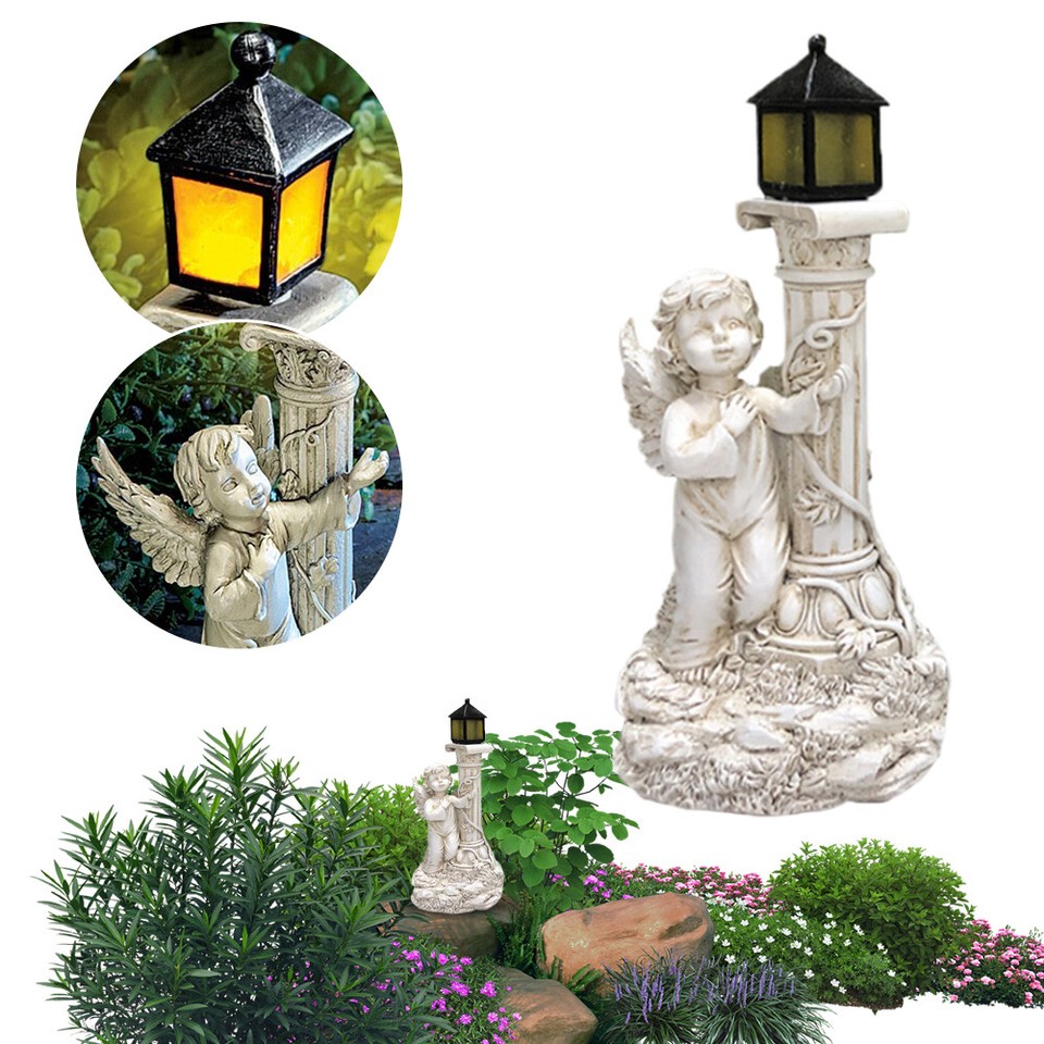Solar Roman Column Angel Light Angel Statue Ornament European Style for