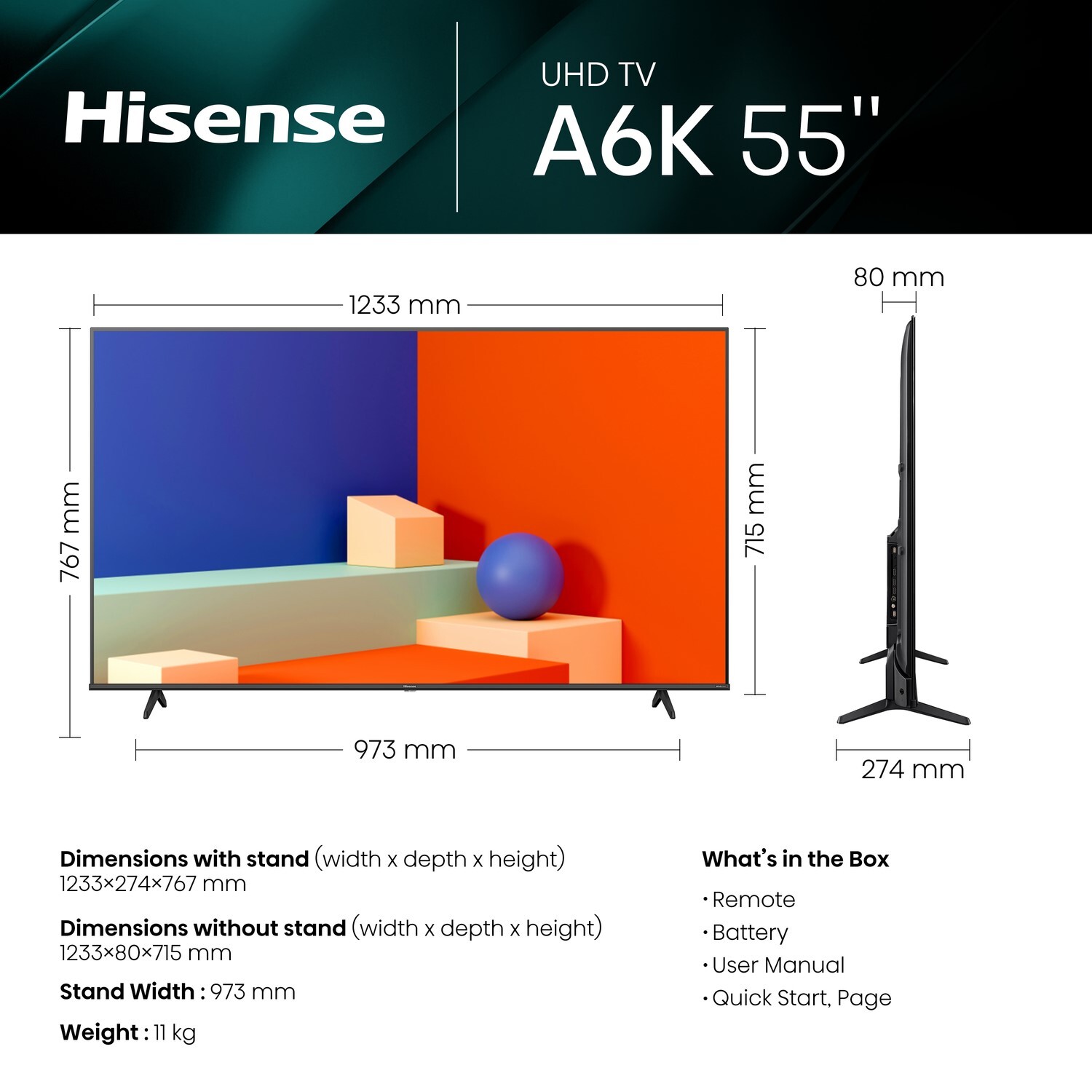 Hisense 55 inch A6K 4K UHD Smart HDR TV 55A6KTUK 6942147491034 eBay