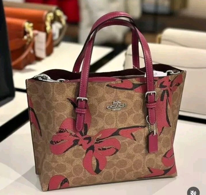 Borsa Coach CZ767 Mollie nuova con etichetta 25 in tela firmata con stampa fiocco