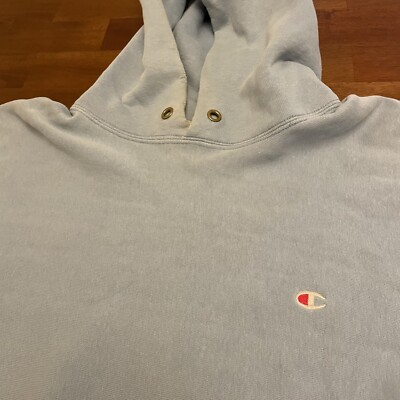 Vintage 80s Champion Reverse Weave Hoodie Sweatshirt Blue Large | eBay